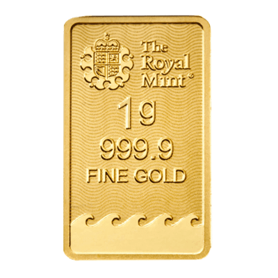 A picture of a 1 gram Britannia Gold Bar